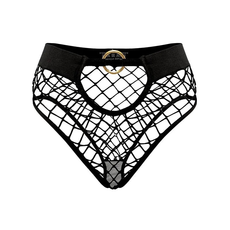 New Style Mesh Sexy Women's Panties Solid Color Mid High Waist Fishnet Lingerie Ladies Hollow Out Transparent Elasticity Briefs