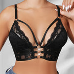 1pcs Fashion Sexy Lace Women's Bras Floral Sexy Lingerie No Pad 3/4 Cup Wire-Free Female Underwear Black Breathable Brassiere