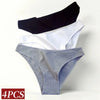 4Pcs/Set Cotton Panties Women Low Rise Briefs Solid Color Seamless Underwear Breathable Underpants Sexy Lingerie Comfy Intimate