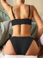 DEKA Sexy Solid Push Up Bikini Set Front Bow Knot Swimsuit Women Sexy Halter Two Piece Beachwear Bathing Suit Swimwear Biquini