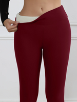 Fleece Women Leggings Thick Flared Pants High-Waisted Thermal Tights Tummy Control Winter Warm Legging Casual Wear