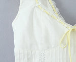 White Lace Dress Summer Women's Dress Bowknot Back Tie Up Short Beach Vestidos Female Sleeveless Mini Casual Cotton Dress 2025
