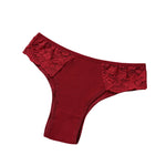 1 Pack Women's Lace Trim Ribbed Cotton Panties Breathable Low-Waist Briefs Sexy Side Lace Lingerie Skin-Friendly Underwear S-L