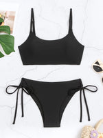2024 Black Bandeau String Bikinis Female Swimsuit Women Swimwear Two-pieces Bikini Set High Waist Bather Bathing Suit Swim Lady