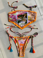 Printed Crop Top Bikini Women Bandeau Bikinis 2025 Swimwear Female Swimsuit Two-pieces Bikini Set Bathing Suit Swim Beach Wear