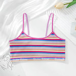 Women Non-wire Bras Female Cotton Bra Tops Striped Crop Top Small Breast Breathable Push Up Bra Comfort Girl Underwear