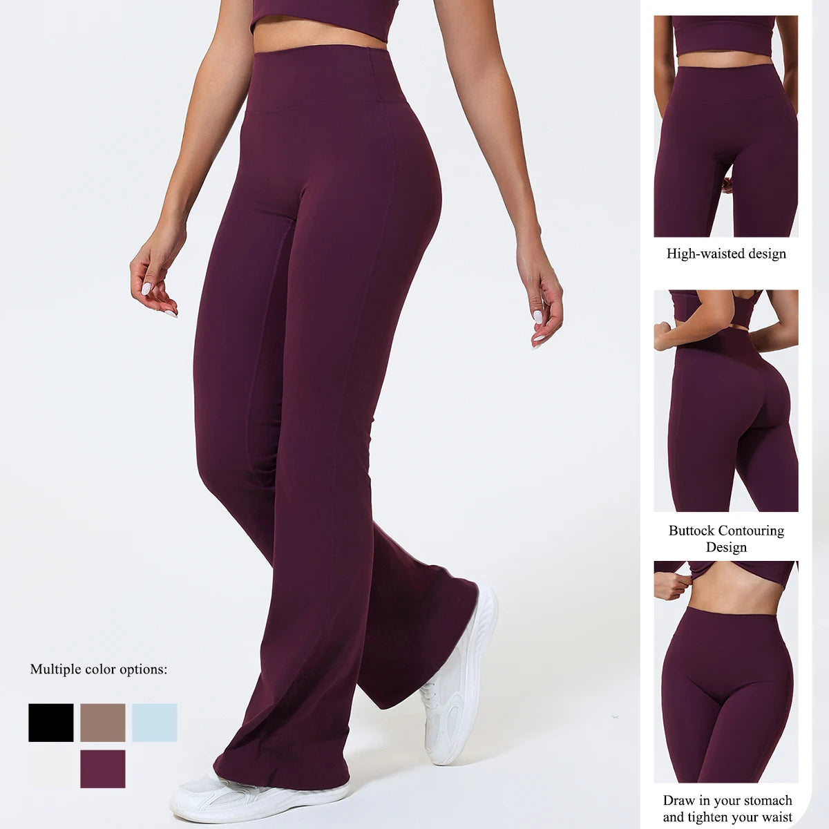 Hearuisavy Summer Woman Workout Flared Pants Leggings Pilates Fitness Trousers High Waist Butt Lifting Yoga Bell-Bottom Pants