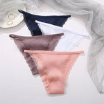 3PCS Women‘s Cotton Lace Panties Low Waist Briefs Comfortable Underwear Ladies Solid Color Underpants Girls Breathable Panty New