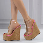 Sexy Summer Outdoor Slipper Slides Sandals Women Retro Super High Heels Sandals Grain Platform Sandals Wedges Shoes Mules