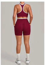 Women's Seamless Yoga Sets Sports Fitness High Waist Hip-lifting Shorts Back Beauty Sleeveless Suits Gym Training Workout Sets
