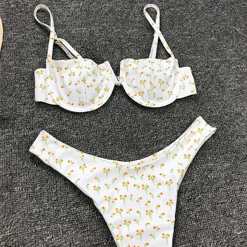 Underwired V-Bar Bikinis 2026 Polka Dot Bikini Women Swimsuit Female Swimwear Two Pieces Bikini Set Push Up Bathing Suit Swim