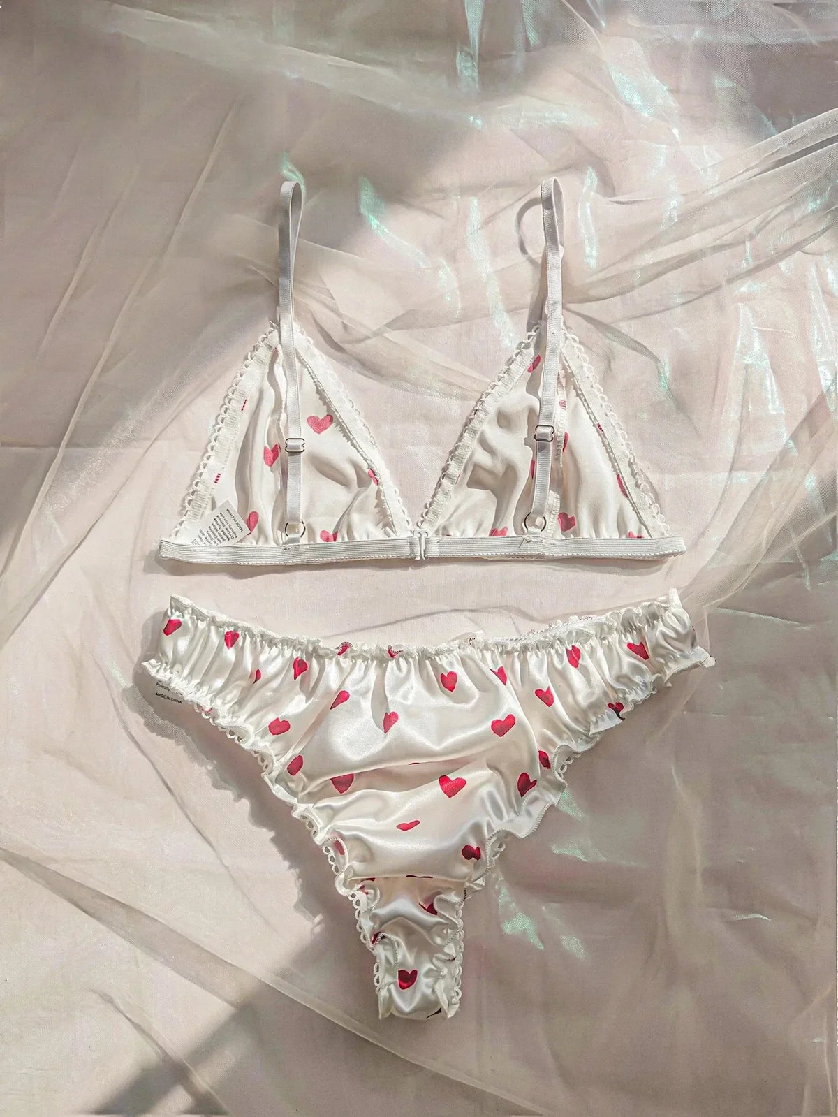 Women's Erotic Lingerie Bra Brief Set Bowknot Sexy Deep V Wire Free Lingerie Underwear Two Piece Female Cute Pajamas Kitts Suit