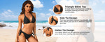 Women's Triangle Bikini Set Strap Design Swimsuit Two-Piece Swimwear Nylon Fabric with Chest Pad No Steel Support