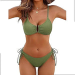 2026 Multicolor Textured Adjustable Tie Side Push Up Sexy Bikini Padded Swimwear For Women Beach Bathing Suit