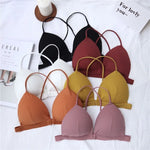 Front Closure Bra Deep V Bras For Women Thin Cross Straps Wire Free Brassiere Pdded Bralette Women's Underwear Sexy Lingerie