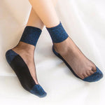 Summer Mesh Hosiery Sock Fashion Lace Short Socks Japanese Style Crystal Glass Socks for Women Sexy Middle Tube Socks