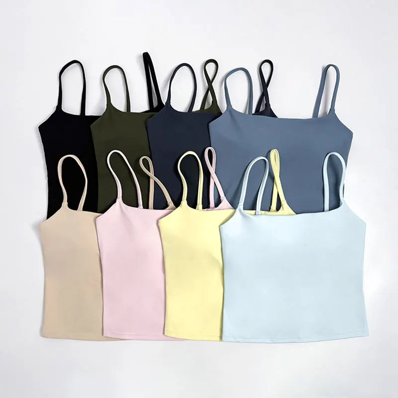 NCLAGEN GYM Tank Top With Built In Bra women's Yoga clothingrunning Square Neck fitness vest beautiful back sports Workout