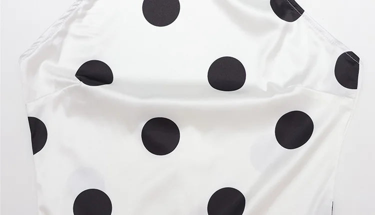 Ahagaga Sexy Slim Mini Dresses Women Polka Dot Print Halter Neck Sleeveless Backless A-Line Casual Vacation Zipper Vestidos