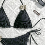 Sexy White Yellow Micro Bikini 2026 Women Metal Flower Push Up Bra Bandage Triangle Swimsuit Beach Bathing Suit Holiday Swimwear
