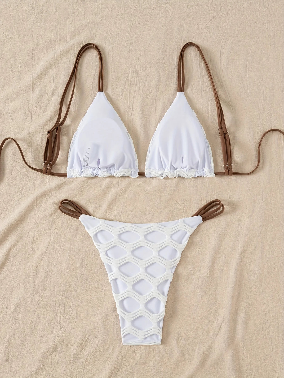 ZTVitality Sexy Mesh Patchwork Bikini Set 2025 New Arrival Padded Bra Bandage Mid Waist Swimsuit Women's Swimwear Summer Biquini
