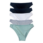 5Pcs/Set Cotton Classic Panties Women Low Rise Briefs Solid Color Breathable Underwear Sexy Lingerie Intimates Underpants M-XXL
