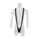 DEKA Mens Glossy Mankini One-Piece Swimsuit Bulge Pouch Thongs V-Shaped Suspender Bodysuit Hollow Out Swimwear Underwear Clubwea