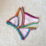 Bikini Crochet 2026 Handmade Knit Patchwork Reversible 2 Piece Swimsuit Women Halter Top Brazilian Bathing Suit Thong Swimwear