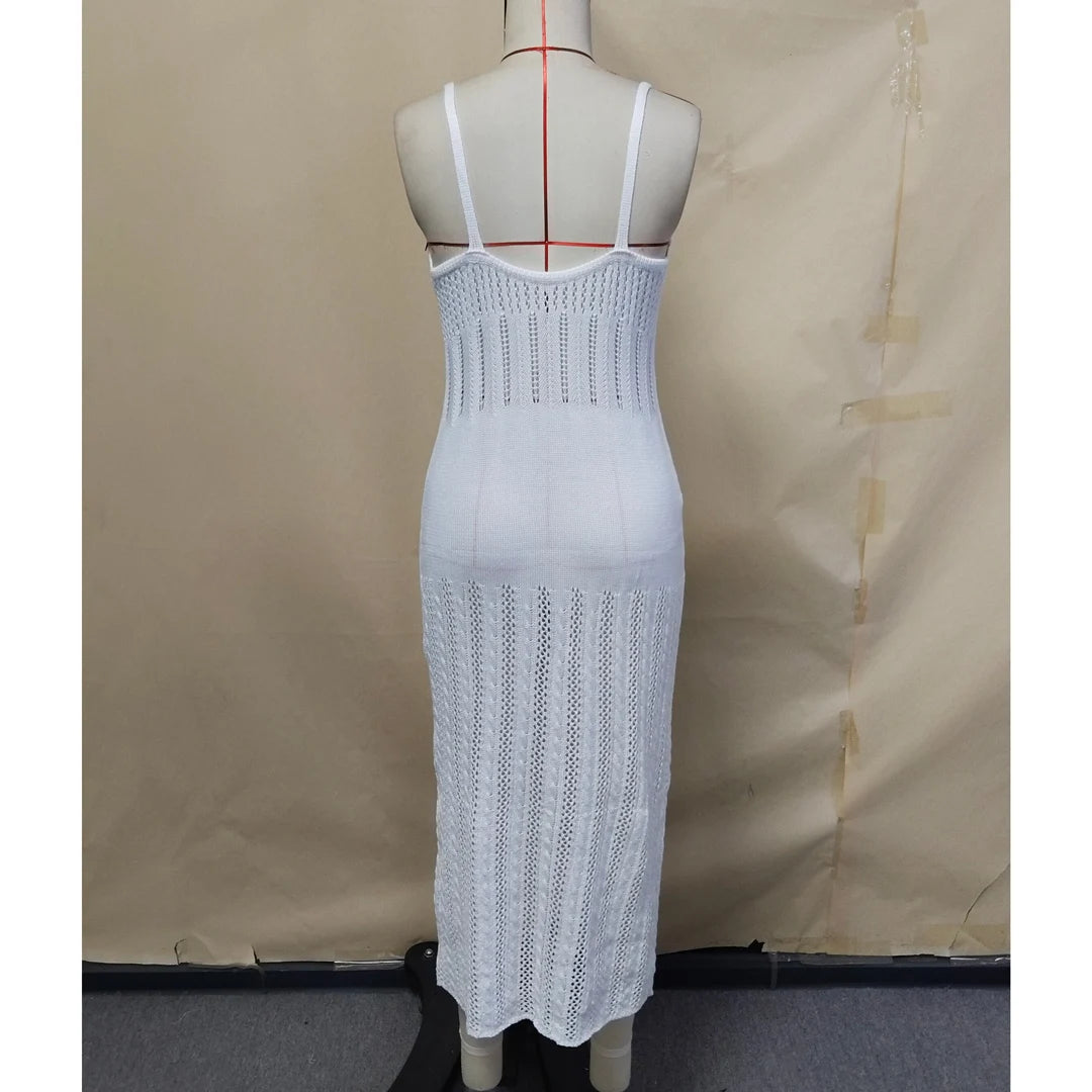 4 Colors V Neck Hollow Out Crochet Knitted Tunic Beach Cover Up Cover-ups Beach Dress Beach Wear Beachwear Female Women V5437