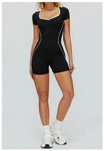 Yoga Set Women's Tracksuit Yoga Overalls One-Piece Sportswear Women's Short Sleeves Gym Workout Clothes Fitness Stretch Bodysuit