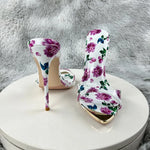 Sexy and fashionable printed slippers Shoes For Women's Sandals Summer Sexy Slippers Pointe Toe Thin Heels Stiletto Sandals12cm