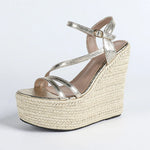 2026 New Big Size 43 Summer Bohemain Espadrilles Wedges Sandals Women High Heels ShoesAnkle Strap Platform Sandals
