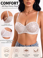 Sexy Leopard Print Women's Bra Demi Cup Underwire Push-Up Brassiere Side Support Comfortable Bra