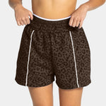 Women Leopard Print Yoga Shorts 3/4 Length Sports Fitness Running Workout Pant Ladies Casual Activewear