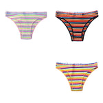 3Pcs/Set Cotton Panties For Women Colorful Striped Underwear Low Waist Briefs Breathable Underpants Female Sexy Lingerie M-XXL