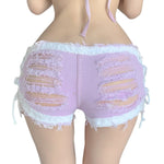 Summer Sexy Women Shorts Hot Denim Pants Female Girls Sea Sand Beach Bar Night Club Holes Casual Charming Elegant Beautiful B01P