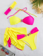 Sexy Shell Bikini Set With Skirt Women Two-Pieces Swimsuit 2024 New High Fork Skirt Set Biquini Swimwear For Girl Clothing