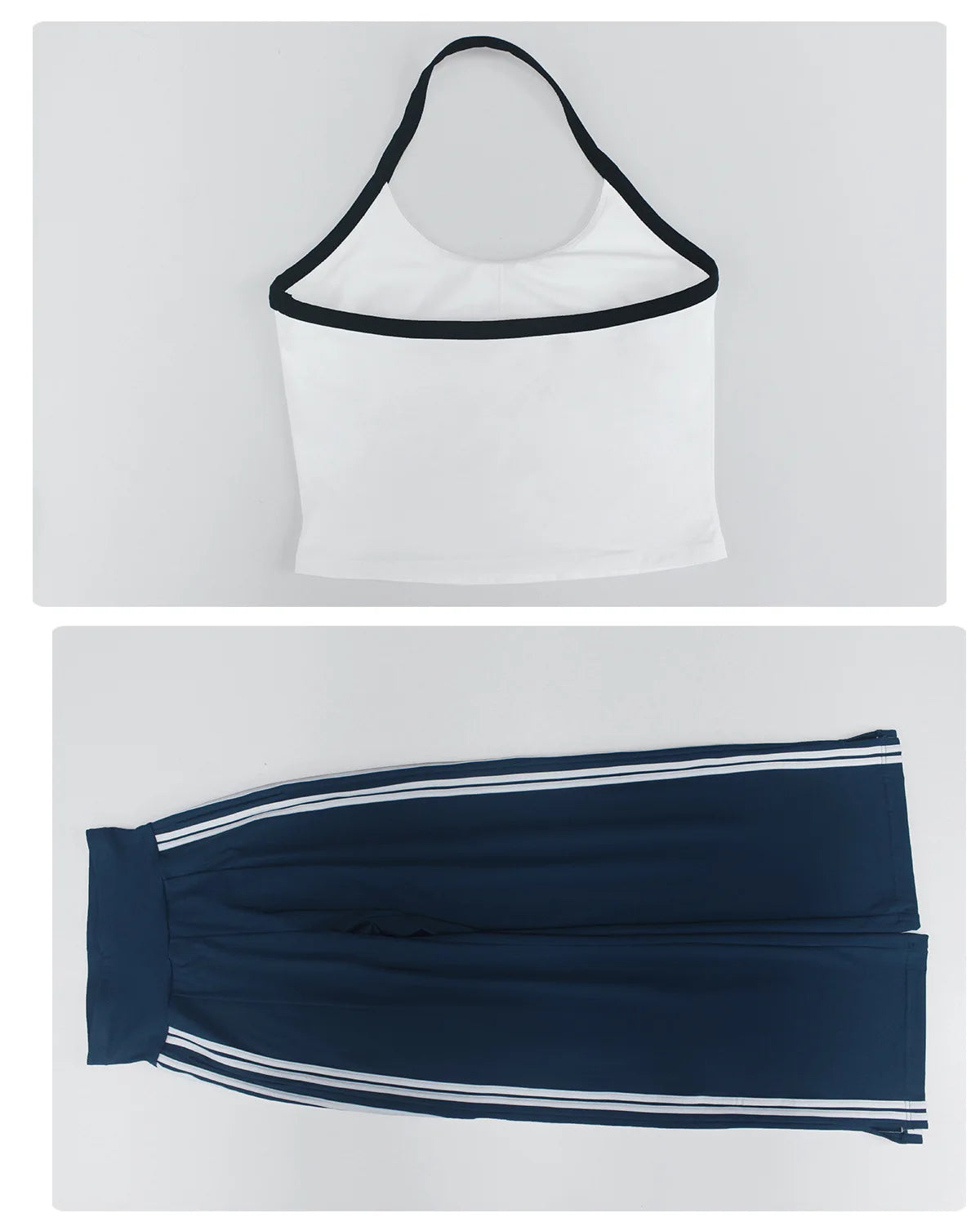 New Contrasting Striped Yoga Sets Women Hanging Neck Slim Sports Vest Gym Outfits High Waist Pocket Pants Running Fitness Suits