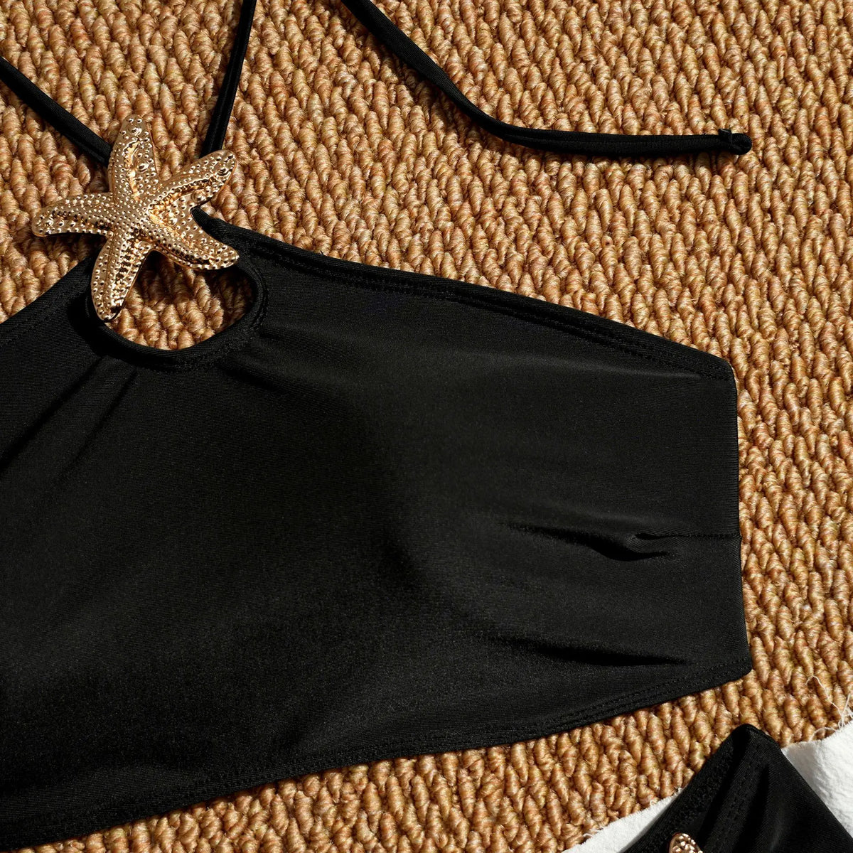 Sexy Halter Starfish Ornament Bikini Set 2026 Women Black Push Up Bra High Waist Swimsuit Beach Bathing Suit Two Piece Swimwear