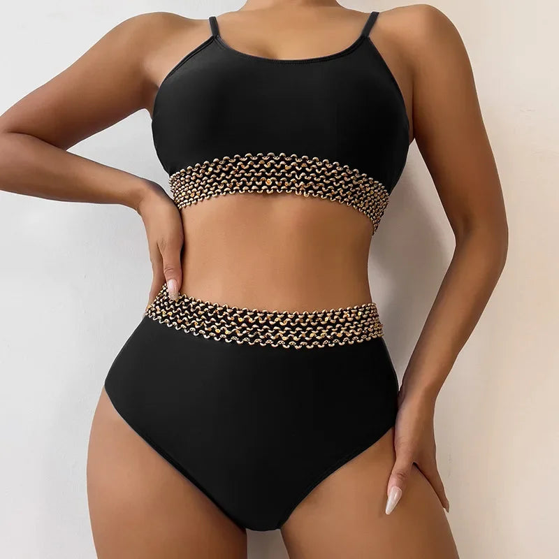 Sexy High Waist Bikini Black 2026 Women Swimsuit Two Pieces Swimwear Female Bikinis Set Purple Bathing Suits Brazilian Biquini