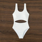 Sexy White One Piece Swimsuit Women New Hollow Out Swimwear 2024 Ribbed Bathing Suit Push Up Monokini Beach Swimming Suit Summer