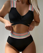 New Sexy Cross Wrap Ribbed Bikinis 2024 Women Swimwear Female Swimsuit Two Piece White High Waist Bikini Set Bather Bathing Suit