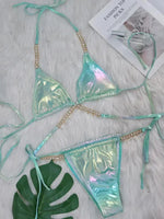 Wrap Around Halter Metal Chains Bikinis 2025 Diamond Bikini Women Swimsuit Female Swimwear Two Pieces Bikini set Bathing Suit