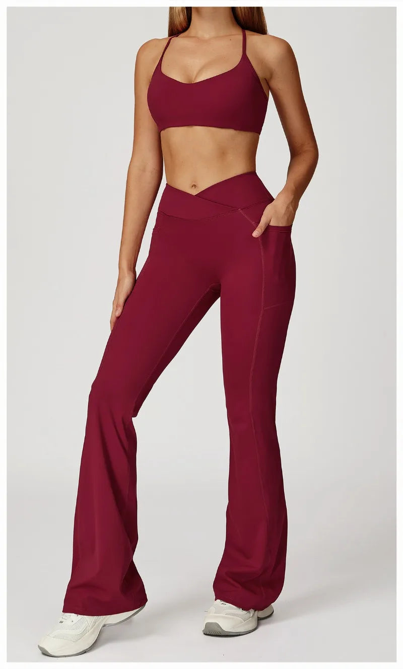 Women's Yoga 2-Piece Hip Lifting Tight Fitting Naked and Beautiful Back Set Outdoor Sports and Leisure Running Fitness Suit