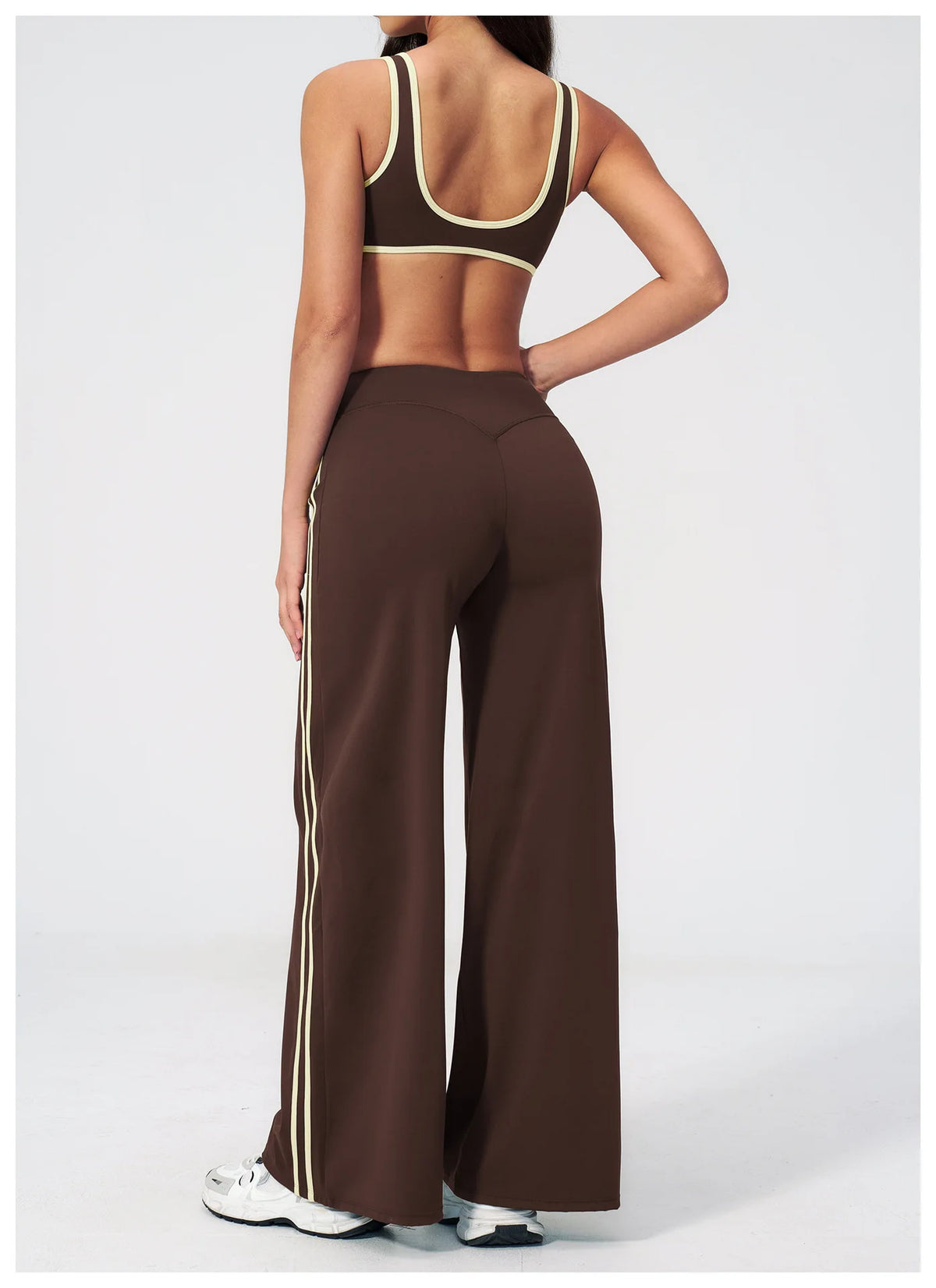 Women's Tracksuit Color Blocked Yoga Sets V Neck Sports Bra High Waist Flare Pants Fitness Suit Outdoor Running Workout Clothes