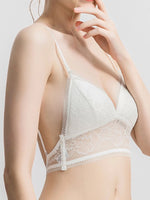 Women‘s lace bralette wireless push-up bra U back sexy Lingerie Deep V bra sexy backless invisible underwear with crossed back