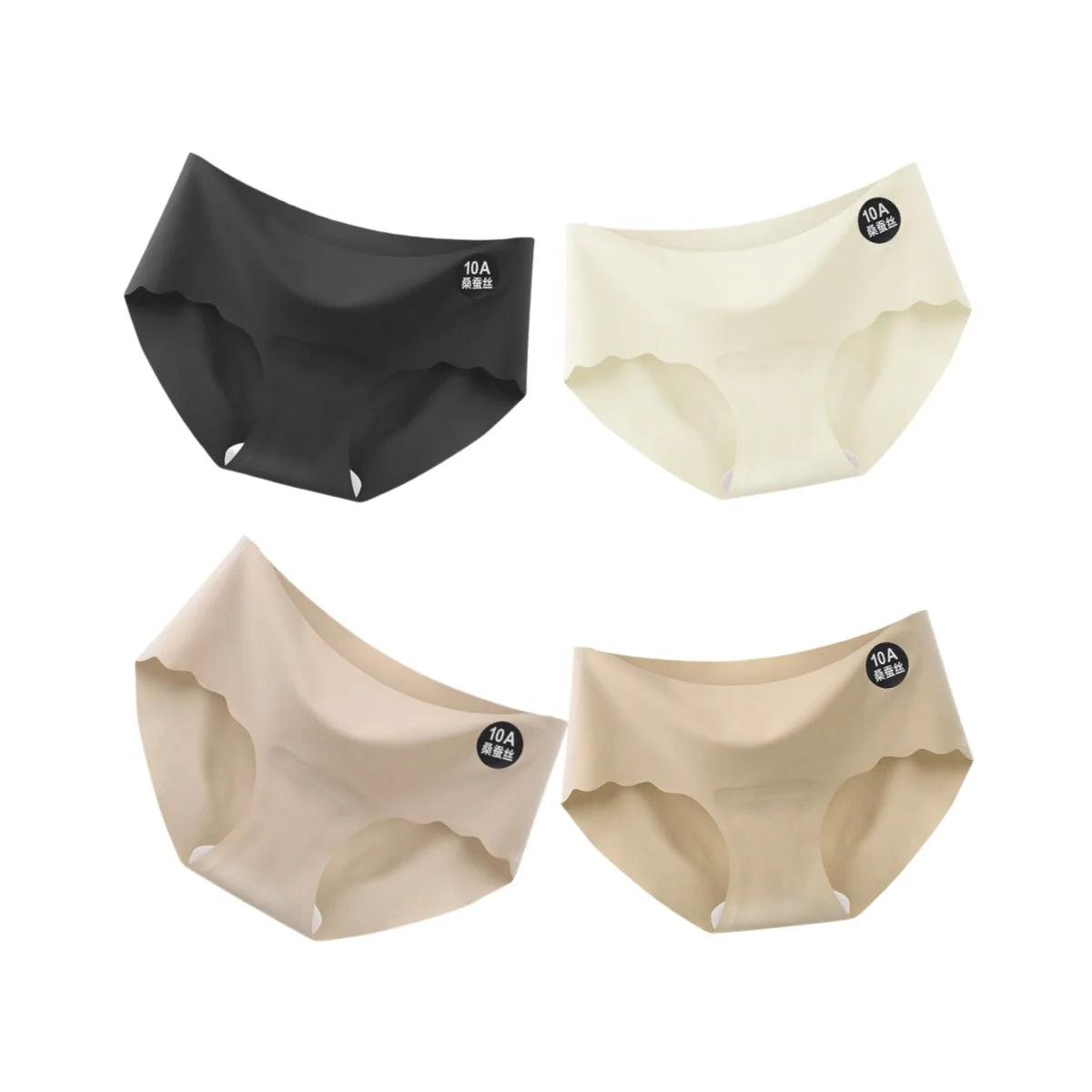4Pcs/Set Ice Silk Panties Women Low-Waist Stretch Briefs Female Underpants Sexy Lingerie Solid Color Invisible Intimates M-XL