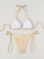 Glitter Sparkling Halter Strappy Bikini 2026 Women Swimsuit Female Swimwear Two-pieces Bikini Set High Leg Cut Bathing Suit Swim