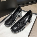 2026 New Patent Leather Brown Shoes Vintage Thick High Heels Mary Jane Shoes Women Woman Square Toe Chunky Heels Pumps Mujer