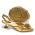 Doershow nice African Shoes And Bag Matching Set With silver Hot Selling Women Italian Shoes And Bag Set For Wedding HGY1-1