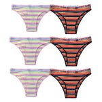 6PCS/Set Cotton Panties For Women Striped Briefs Low Waist Bottoms Female Sports Underpants Seamless Underwear Sexy Lingerie